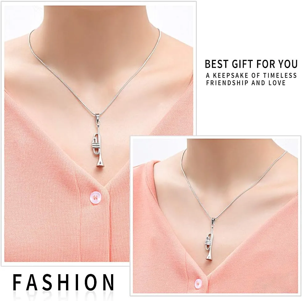 Unique Trumpet Cremation Pendant Ashes Urn for Pet/Human Keepsake Necklace