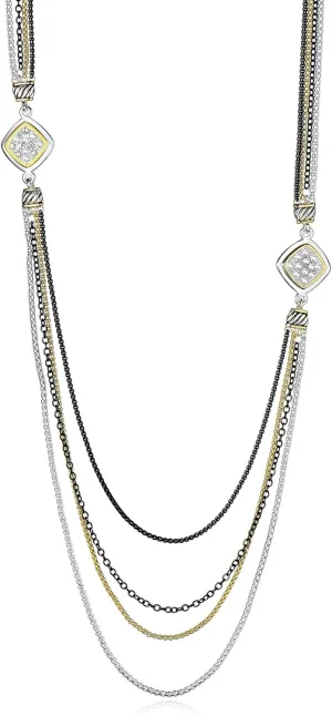UNY JEWEL Style Trendy Elegant Vintage Unique David Fahsion style 3 Tone Multi color Women Long Necklace