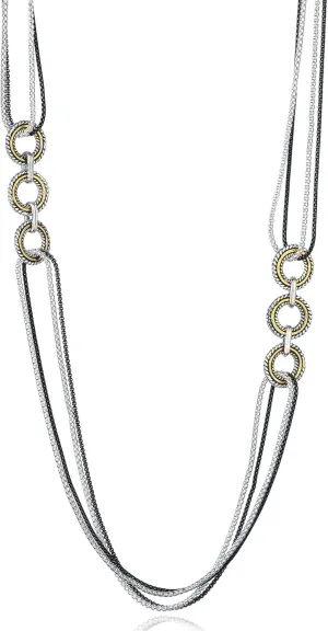 UNY Trendy Elegant Vintage Retro Unique Hardy Fahsion Style Dots 3 Tone Multi Color Women Long Necklace