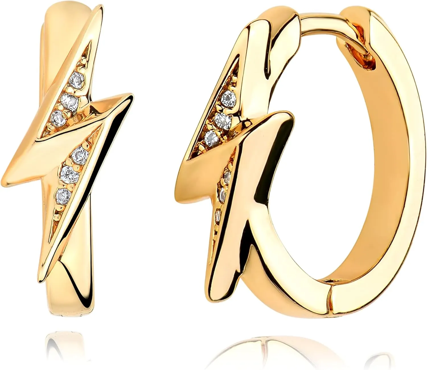 VACRONA Cubic Zirconia Huggie Earrings 14k Gold Plated Tiny Earrings Small Huggie Hoop Earrings Simple Lightweight Hoops Gift for Women