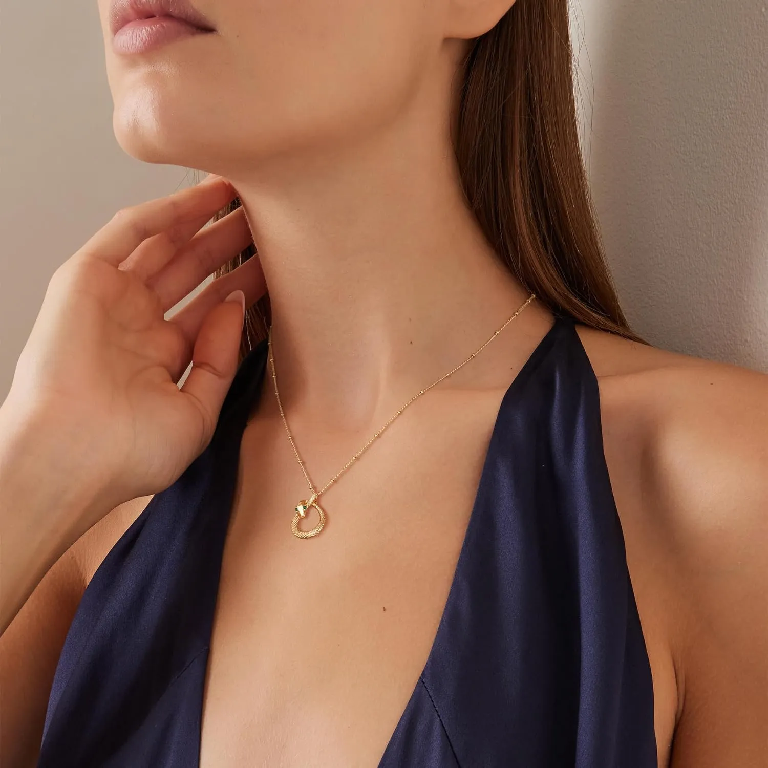Valloey Rover Dainty Gold necklace for WomenDiamond Gold Snake Necklace for Women Trendy Waterproof Jewelry Gold Pendant Chain Necklace Jewelry Gifts for Her