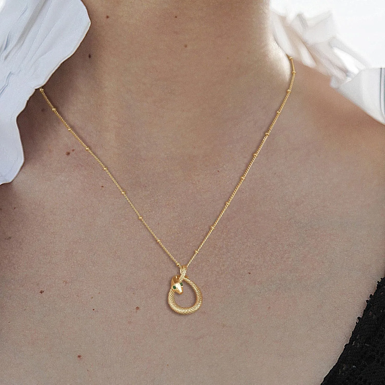 Valloey Rover Dainty Gold necklace for WomenDiamond Gold Snake Necklace for Women Trendy Waterproof Jewelry Gold Pendant Chain Necklace Jewelry Gifts for Her