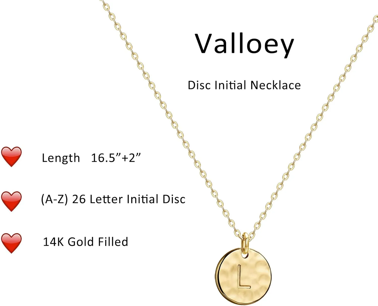 Valloey Rover Initial Necklaces for Women 14K Gold Plated Dainty Letter Necklce Round Coin Disc Pendant Double Side Engraved A-Z Necklace Personalized Jewelry Gift for Women