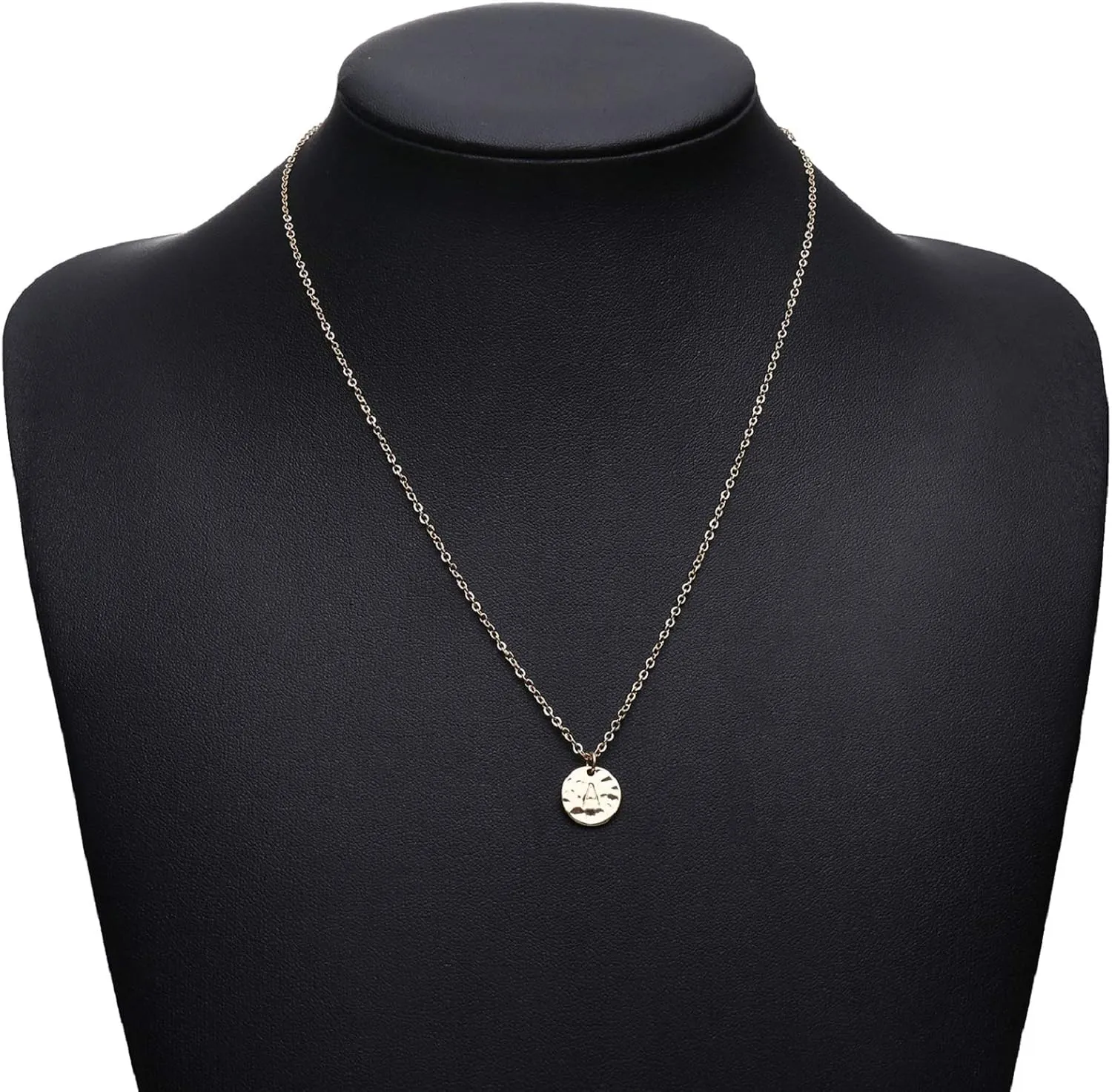 Valloey Rover Initial Necklaces for Women 14K Gold Plated Dainty Letter Necklce Round Coin Disc Pendant Double Side Engraved A-Z Necklace Personalized Jewelry Gift for Women