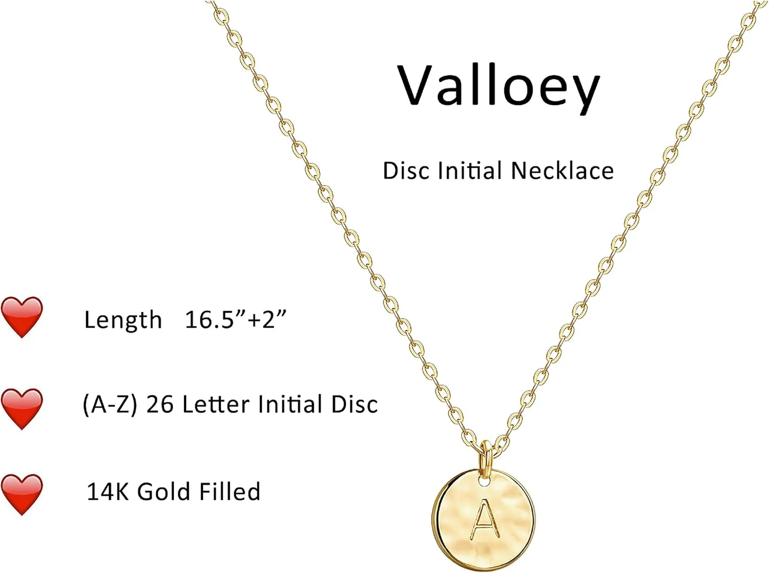 Valloey Rover Initial Necklaces for Women 14K Gold Plated Dainty Letter Necklce Round Coin Disc Pendant Double Side Engraved A-Z Necklace Personalized Jewelry Gift for Women