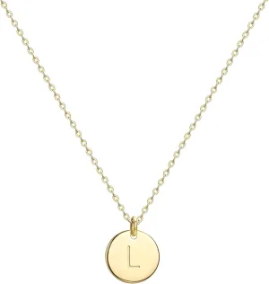 Valloey Rover Initial Necklaces for Women 14K Gold Plated Dainty Letter Necklce Round Coin Disc Pendant Double Side Engraved A-Z Necklace Personalized Jewelry Gift for Women