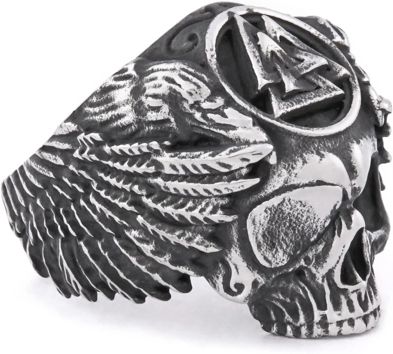 Viking Raven Skull Valknut Ring Stainless Steel Norse Pagan Protection Jewelry Ring Men Women