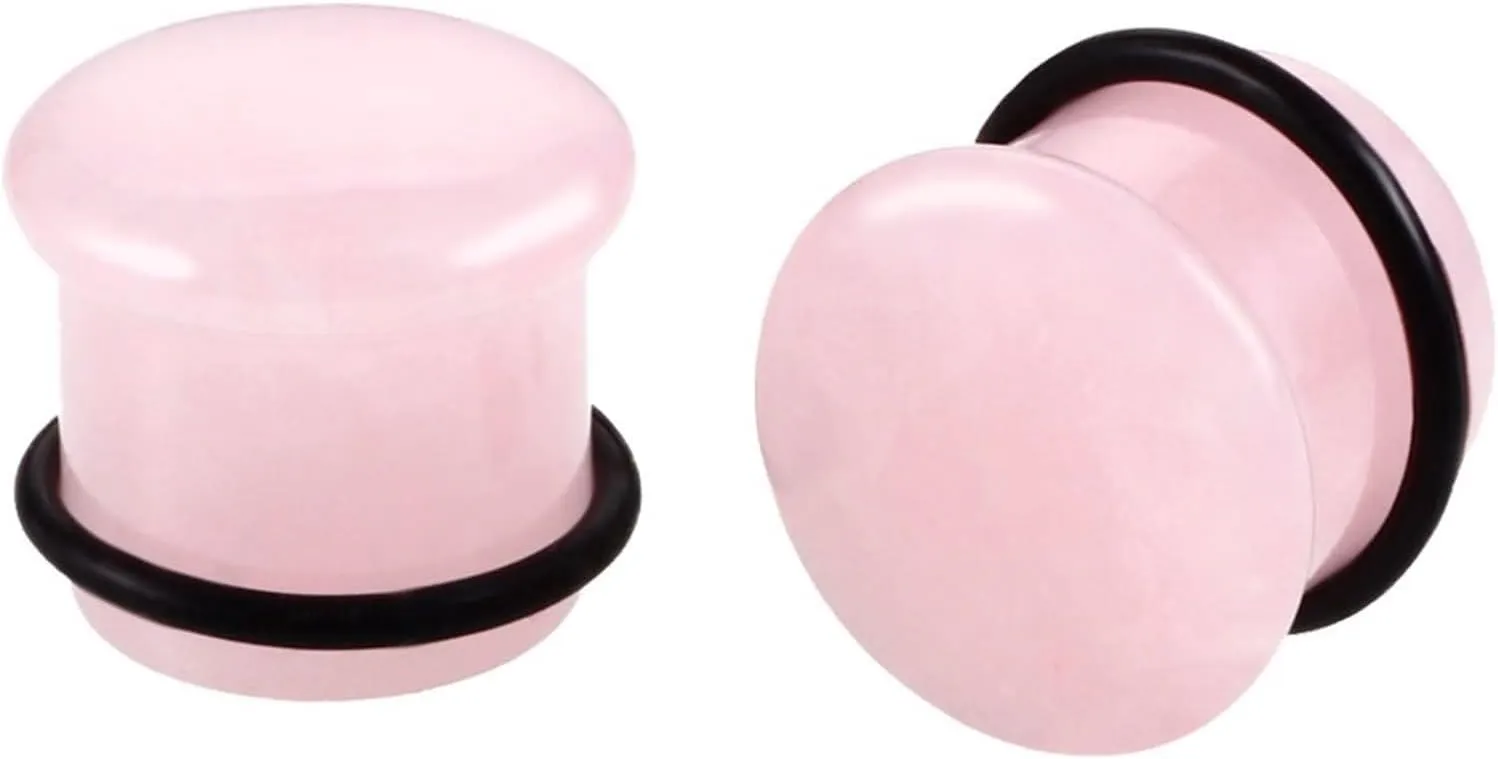 Vintage Gauges, Unique Gauges for Ears Pink Stone 2Pcs Piercing Tunnels