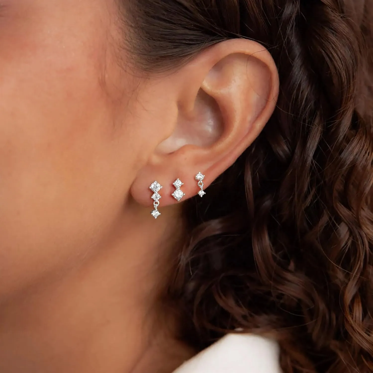 VIROMY Silver Stud Earrings for Women, Sterling Silver earrings Set Small Hoop Earrings Stack Dangle Earrings Minimalist Drop Stud earrings Hypoallergenic Everyday Earrings Women Trendy