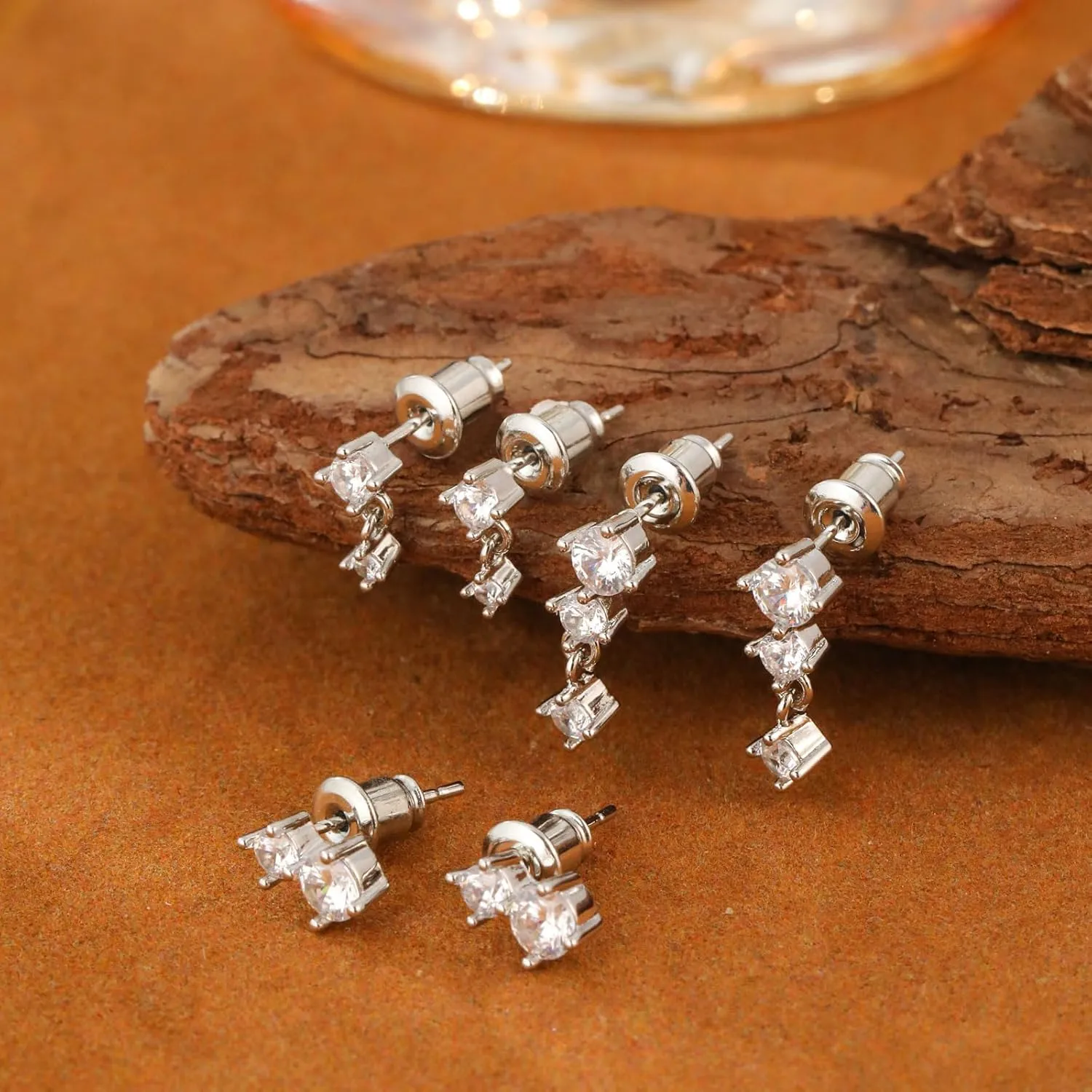 VIROMY Silver Stud Earrings for Women, Sterling Silver earrings Set Small Hoop Earrings Stack Dangle Earrings Minimalist Drop Stud earrings Hypoallergenic Everyday Earrings Women Trendy