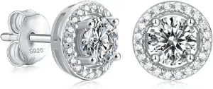 VIROS Moissanite Stud Earrings for Men Women, Halo Design with White Moissanite Diamonds, Sterling Silver earrings Plated 18K Gold, Inspired by Enchanting North American Nights, Gifts for Women Girlfriend