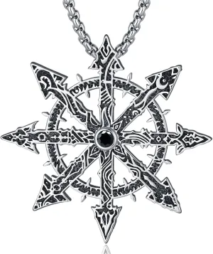 Vito Wiccan Necklace for Women Men, 925 Sterling Silver Lilith/Triple Moon/Earth Mother/Chaos Star/Witches Knot/Hecat Wheel Pendant, Witchcraft Withc Jewelry Gift for Mom Daughter, 20"/24"