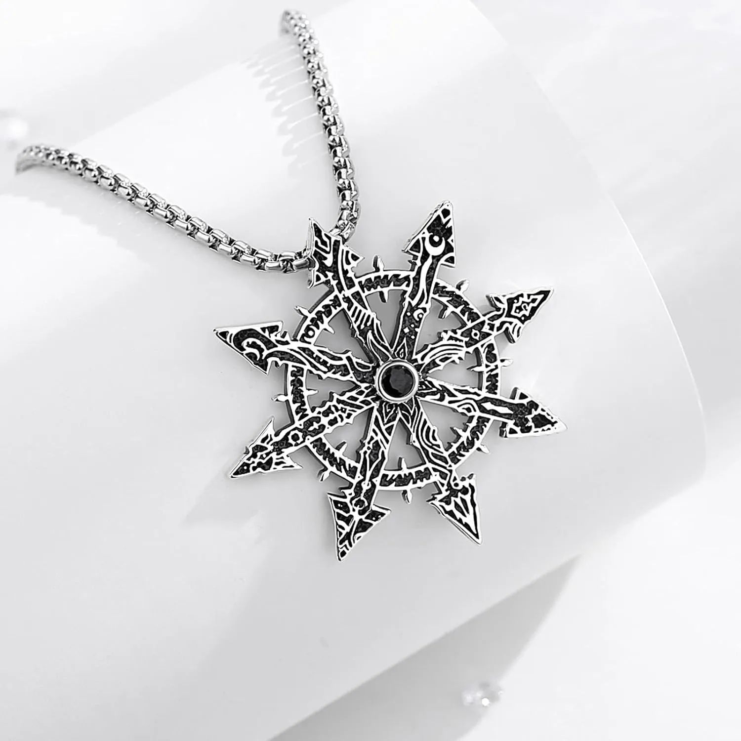 Vito Wiccan Necklace for Women Men, 925 Sterling Silver Lilith/Triple Moon/Earth Mother/Chaos Star/Witches Knot/Hecat Wheel Pendant, Witchcraft Withc Jewelry Gift for Mom Daughter, 20"/24"
