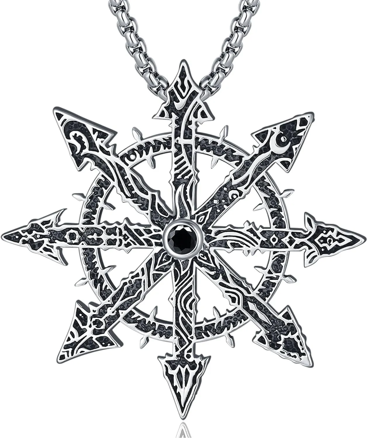 Vito Wiccan Necklace for Women Men, 925 Sterling Silver Lilith/Triple Moon/Earth Mother/Chaos Star/Witches Knot/Hecat Wheel Pendant, Witchcraft Withc Jewelry Gift for Mom Daughter, 20"/24"