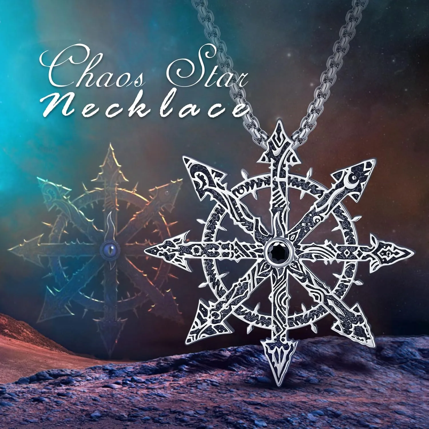 Vito Wiccan Necklace for Women Men, 925 Sterling Silver Lilith/Triple Moon/Earth Mother/Chaos Star/Witches Knot/Hecat Wheel Pendant, Witchcraft Withc Jewelry Gift for Mom Daughter, 20"/24"