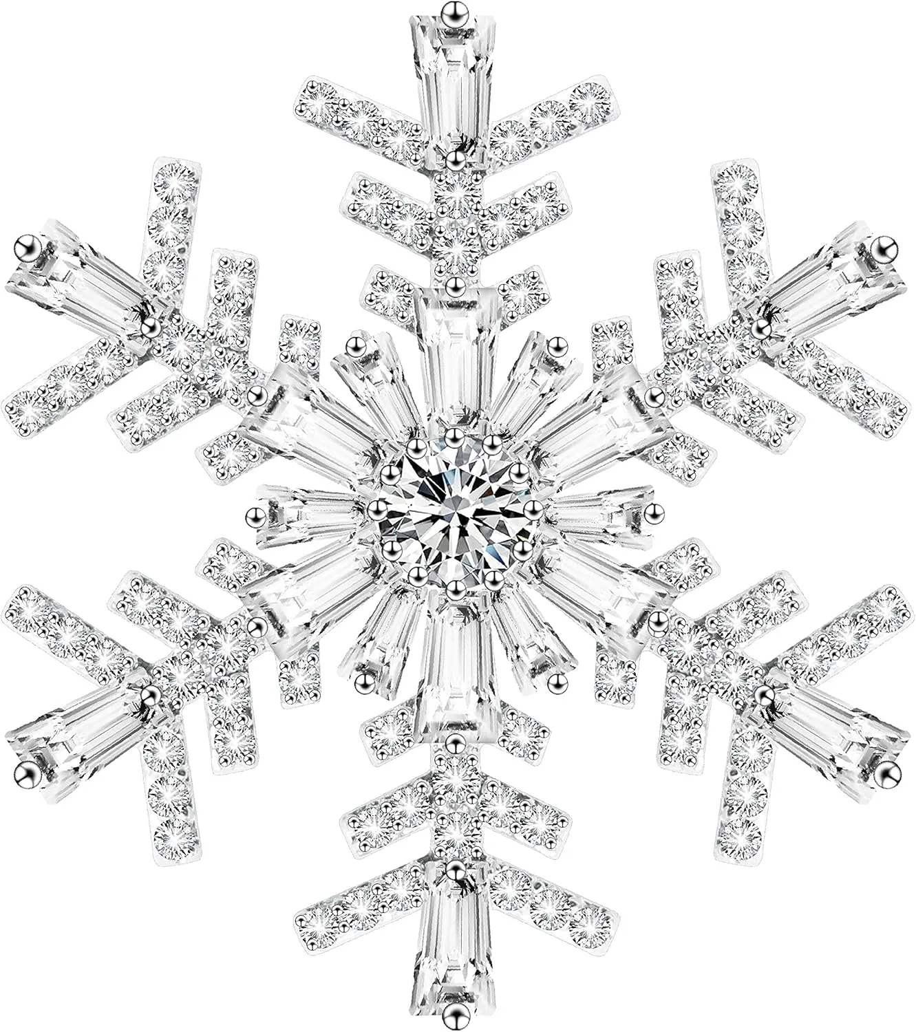 Wedding Elegant Mother Flower Brooch Pin Snowflakes Full Prong CZ Pendant Full Crystals Broche for Women Gift