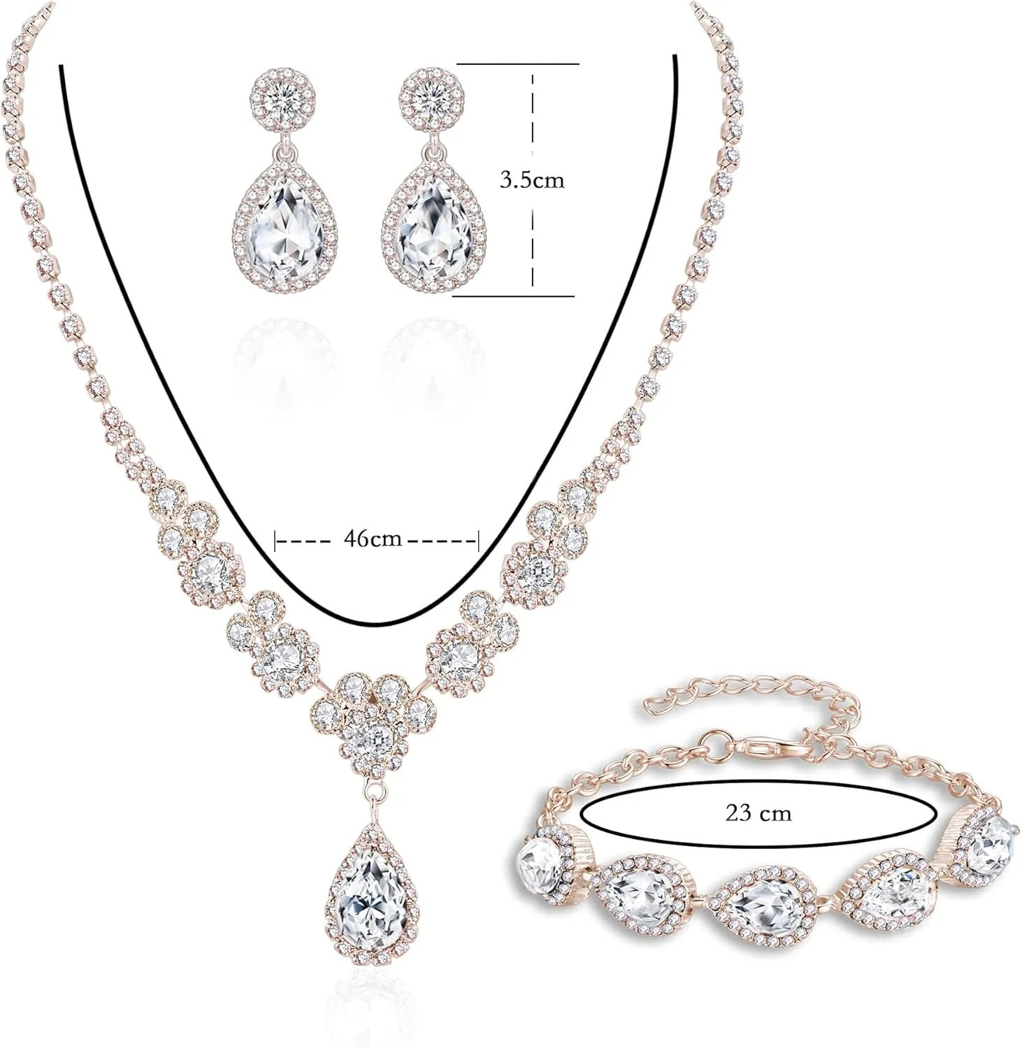 Wedding Jewelry Sets for Brides Rhinestone Jewelry Set for Women Silver Bridesmaid Jewelry Set Silver Prom Jewelry Crystal Rhinestone Necklace for Women Bride Necklace for Wedding Day