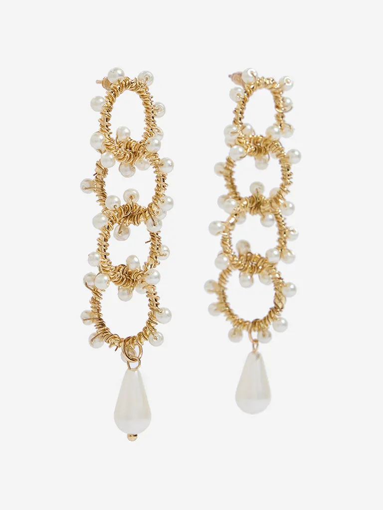 Westside Accessories Gold Plated Intertwined Pearlescent Dangler Earrings