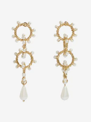 Westside Accessories Gold Plated Intertwined Pearlescent Dangler Earrings