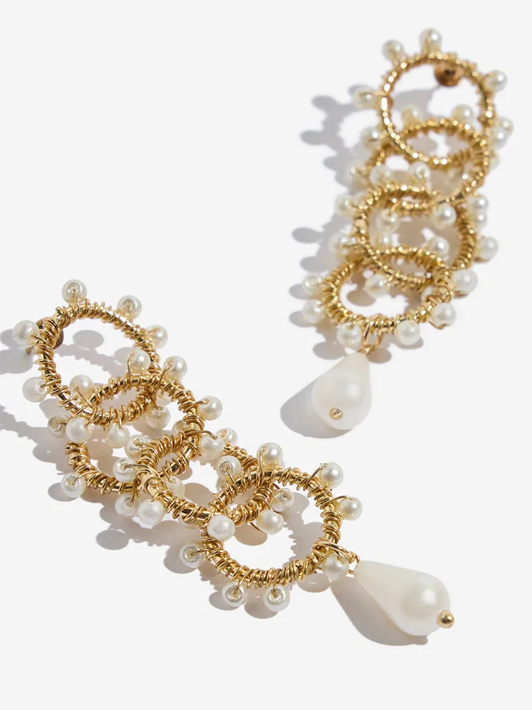 Westside Accessories Gold Plated Intertwined Pearlescent Dangler Earrings
