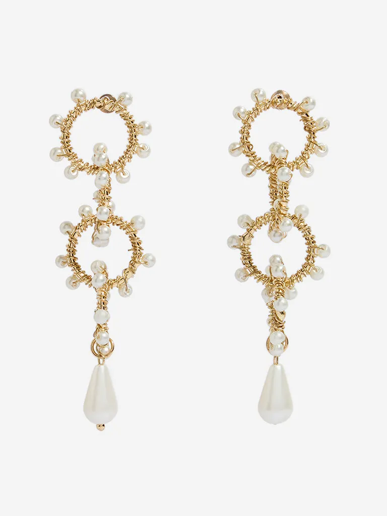 Westside Accessories Gold Plated Intertwined Pearlescent Dangler Earrings