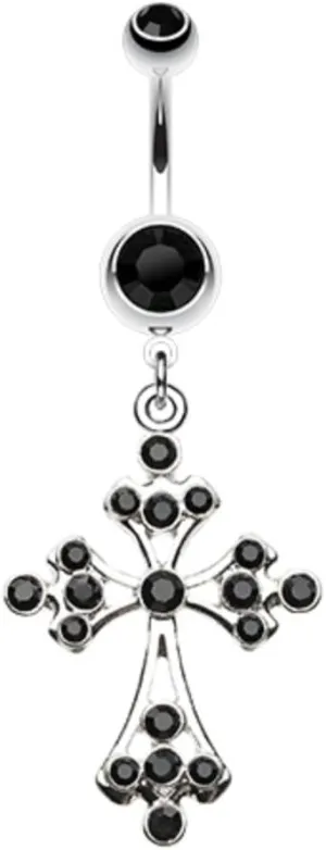 WildKlass Jewelry Shimmering Cross 316L Surgical Steel Belly Button Ring