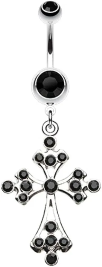 WildKlass Jewelry Shimmering Cross 316L Surgical Steel Belly Button Ring