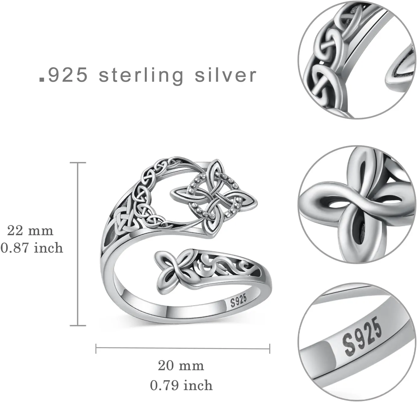 Witches Knot Ring Celtic Nudo de Bruja Plata 925 Original Sterling Silver Witch Knot Rings Witchy Jewelry for Women