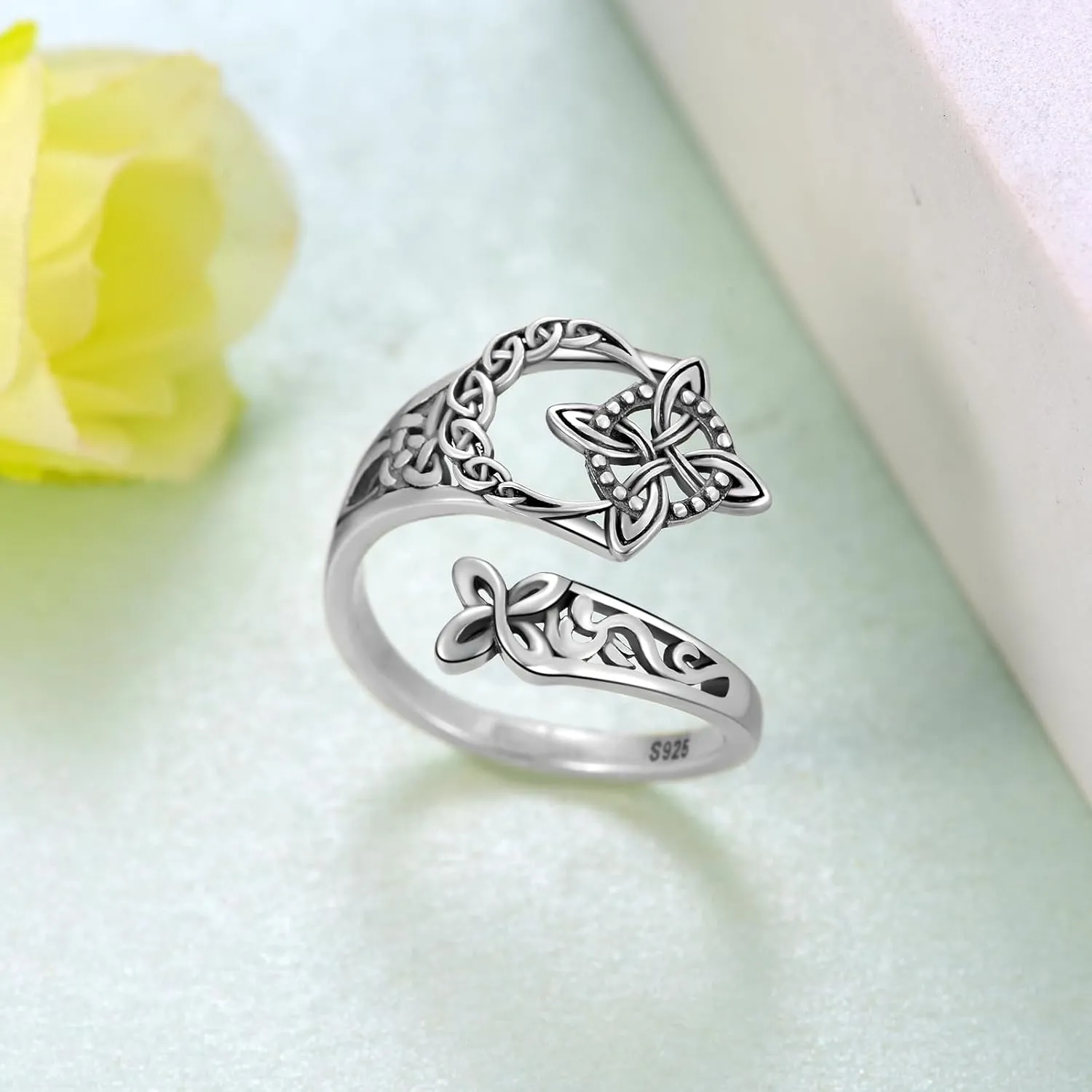 Witches Knot Ring Celtic Nudo de Bruja Plata 925 Original Sterling Silver Witch Knot Rings Witchy Jewelry for Women