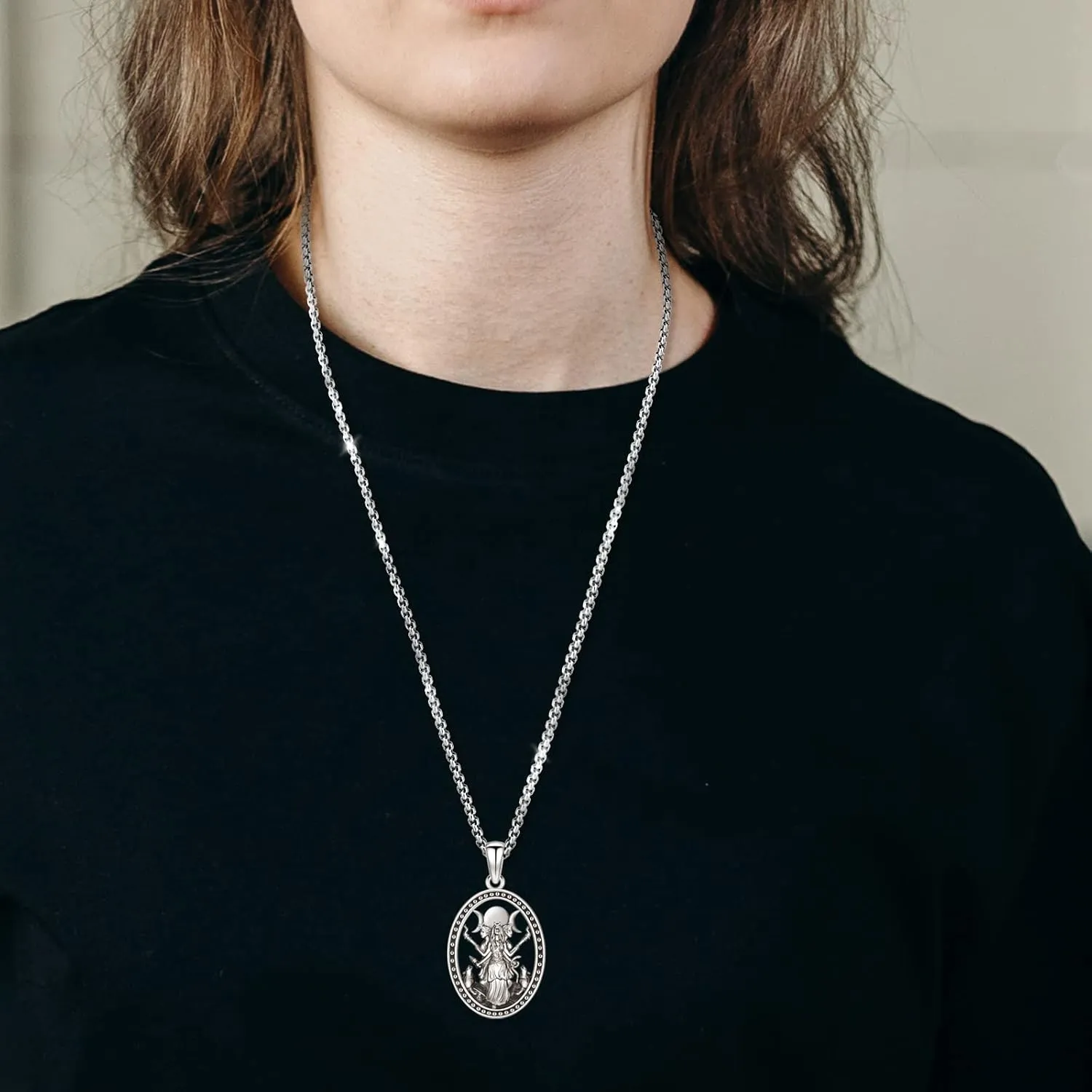 Witchy Jewelry for Women Men Nudo De Bruja Plata 925 Original Witches Knot Necklace Tetragrammaton Hecate Necklace Lilith Necklace Pentagram Necklace Cat Necklace Triple Moon Goddess Pendant Necklace