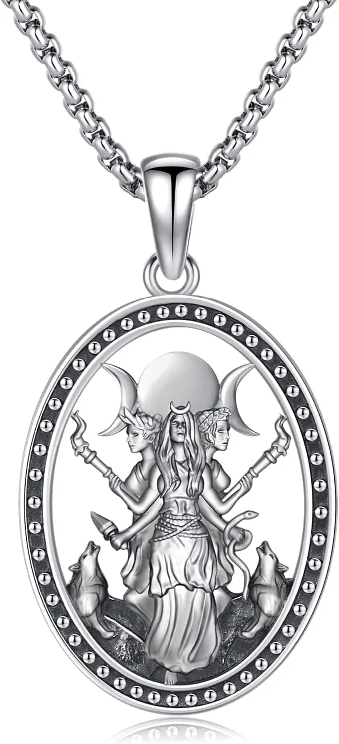 Witchy Jewelry for Women Men Nudo De Bruja Plata 925 Original Witches Knot Necklace Tetragrammaton Hecate Necklace Lilith Necklace Pentagram Necklace Cat Necklace Triple Moon Goddess Pendant Necklace