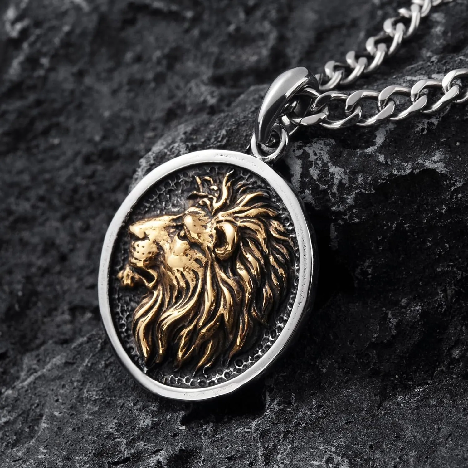 Wolf/Lion/Snake/Eagle/Bull/Crow Necklace for Men Gothic Punk Biker Animal Pendant Necklace Jewelry for Men Boys 60cm