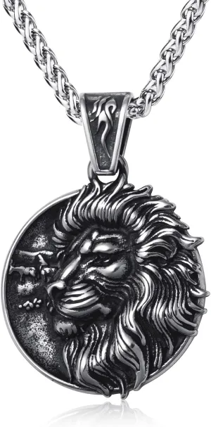 Wolf/Lion/Snake/Eagle/Bull/Crow Necklace for Men Gothic Punk Biker Animal Pendant Necklace Jewelry for Men Boys 60cm