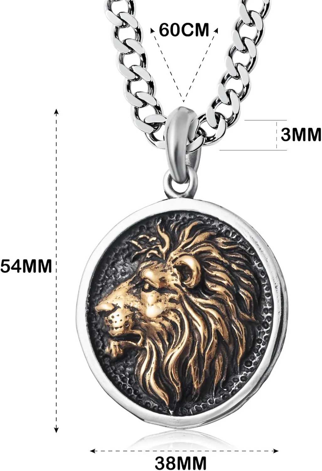Wolf/Lion/Snake/Eagle/Bull/Crow Necklace for Men Gothic Punk Biker Animal Pendant Necklace Jewelry for Men Boys 60cm