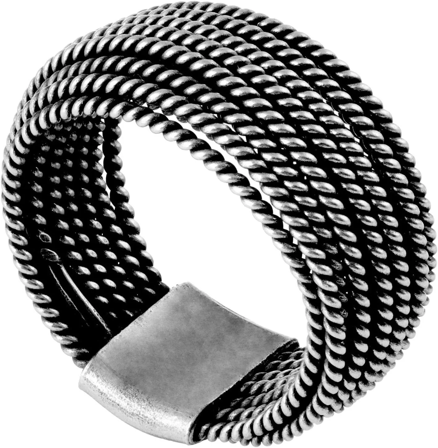 Women's 999 Fine Silver Karen Hill Tribe Wide Tribal Multi-Band Twist Rope Ring