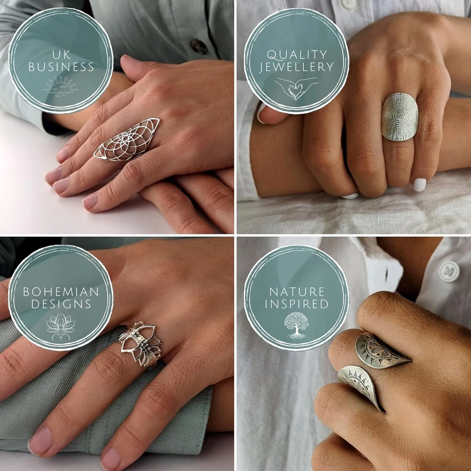Women's 999 Fine Silver Karen Hill Tribe Wide Tribal Multi-Band Twist Rope Ring