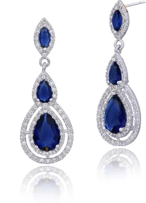Women's Cubic Zirconia Bridal Earrings - Elegant Long Wedding Party Prom Earring for Bride Bridesmaids Crystal CZ Rhinestone Chandelier Statement Dangle Drop Earrings for Women
