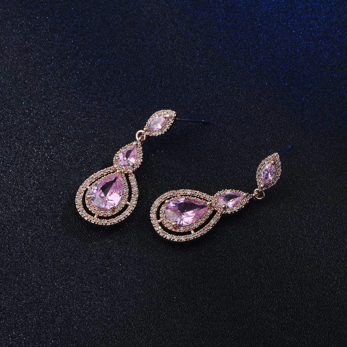 Women's Cubic Zirconia Bridal Earrings - Elegant Long Wedding Party Prom Earring for Bride Bridesmaids Crystal CZ Rhinestone Chandelier Statement Dangle Drop Earrings for Women