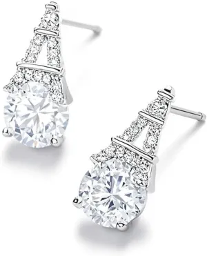 Women's Earrings Cubic Zirconia Studs, Blingbling Hypoallergenic Jewelry, Elegant Gift for Wedding, Party, Daily Wear