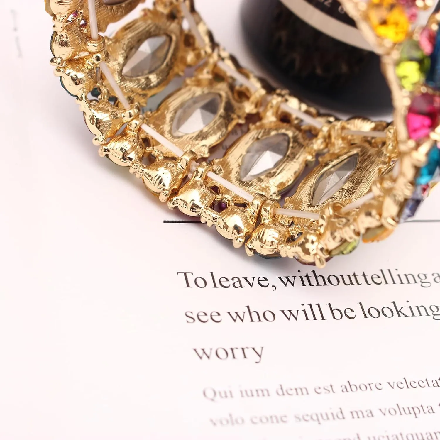 Womens Elegant Wedding Bridal Crystal Double Row Marquise-Shape Leaf Stretch Bangle Bracelet Bride Jewelry for Women