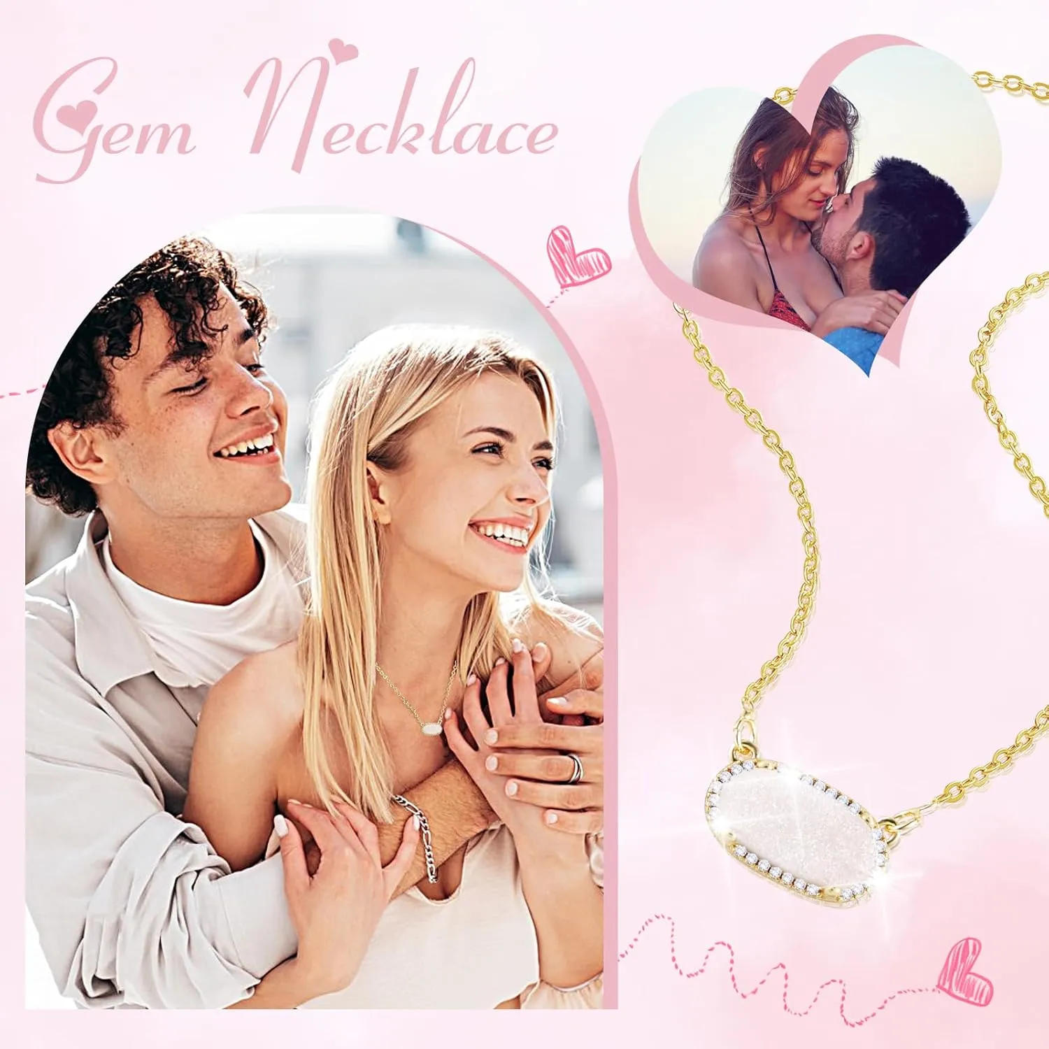 Women's Gold Necklace With Natural Druzy Pendant And Adjustable 14K Gold-Plated Chain Elegant Jewelry for Women