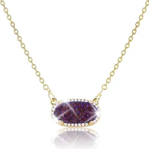 Women's Gold Necklace With Natural Druzy Pendant And Adjustable 14K Gold-Plated Chain Elegant Jewelry for Women