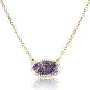 Women's Gold Necklace With Natural Druzy Pendant And Adjustable 14K Gold-Plated Chain Elegant Jewelry for Women