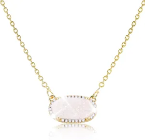 Women's Gold Necklace With Natural Druzy Pendant And Adjustable 14K Gold-Plated Chain Elegant Jewelry for Women