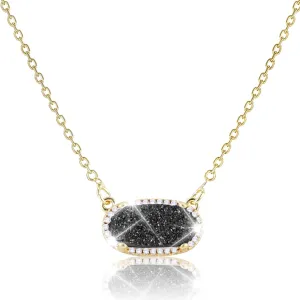 Women's Gold Necklace With Natural Druzy Pendant And Adjustable 14K Gold-Plated Chain Elegant Jewelry for Women