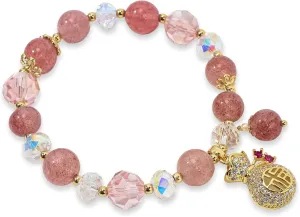 Women's Healing Crystal Bracelet for Peace and Protection - Gift for Girlfriend, Wife, or Loved One - Infused with Mystical Eastern Energies-Peaceful blessing bag, Small, pink