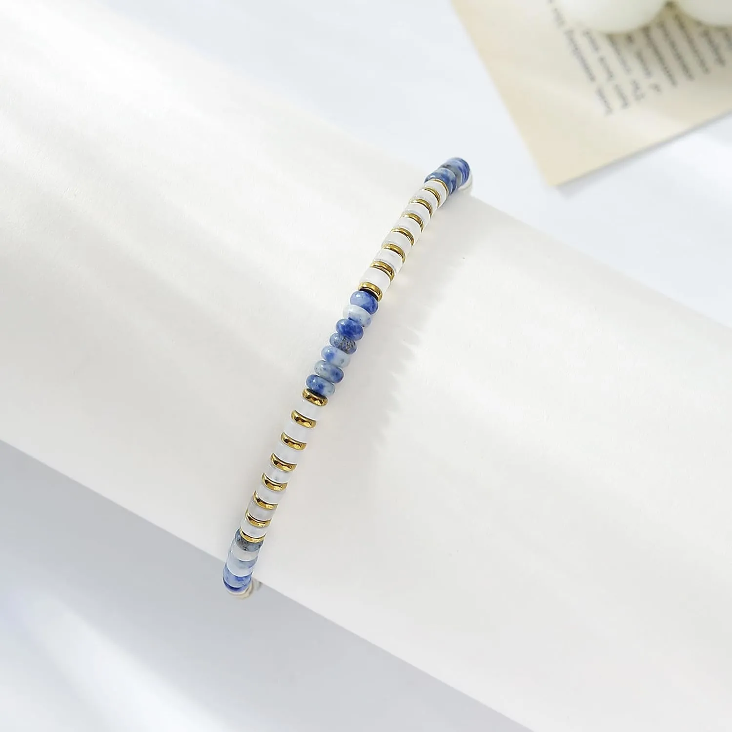 XIJIN Natural Stone Beaded Anklets for Women Handmade Beach Boho Turquoise Beads Ankle Bracelet Jewelry Gift for Her