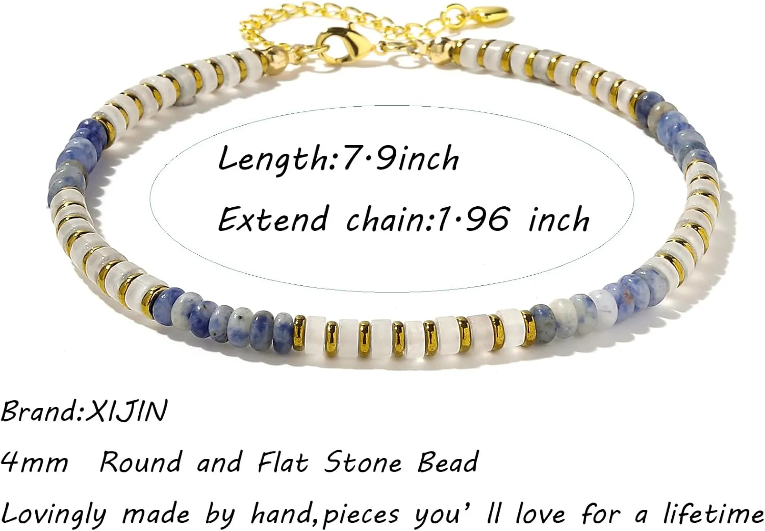XIJIN Natural Stone Beaded Anklets for Women Handmade Beach Boho Turquoise Beads Ankle Bracelet Jewelry Gift for Her