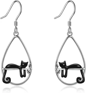 YFN Animal Earrings Sterling Silver Animal Heart Hoop Dangle Earrings Cute Jewelry Gifts for Women