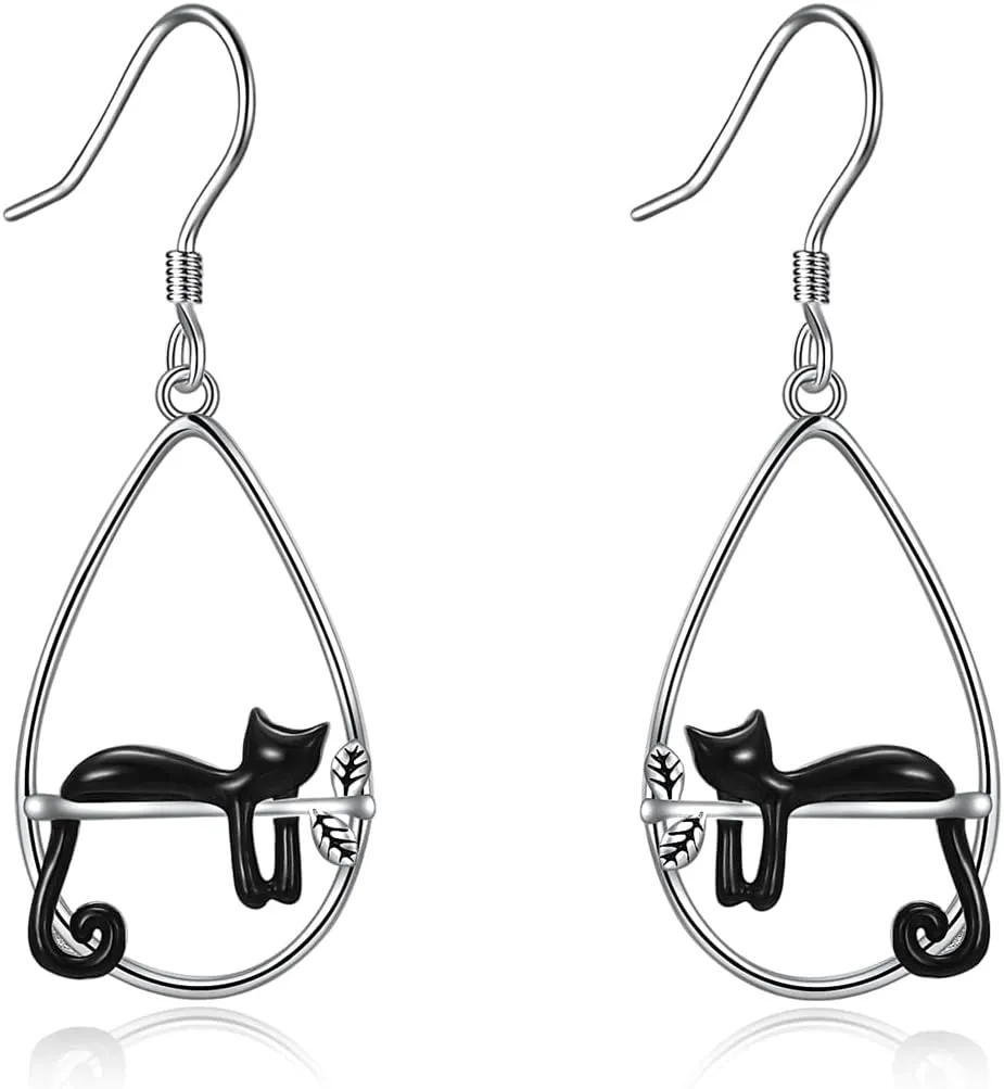 YFN Animal Earrings Sterling Silver Animal Heart Hoop Dangle Earrings Cute Jewelry Gifts for Women